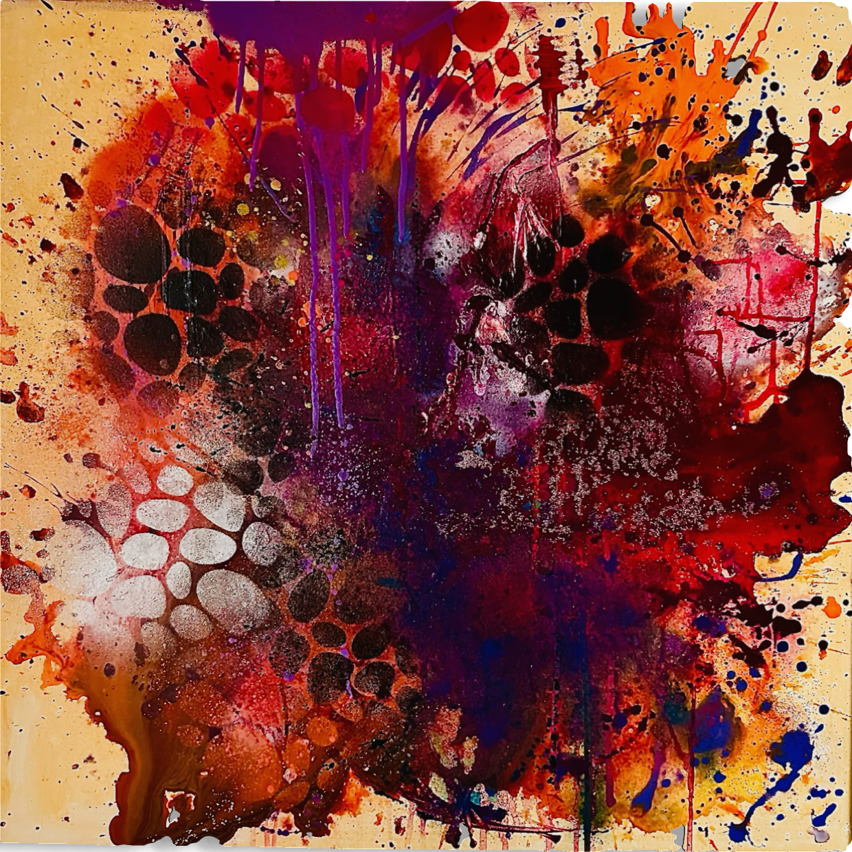 Colours No. 5 - Mixed Media Farbausbruch in Rot, Orange und Violett