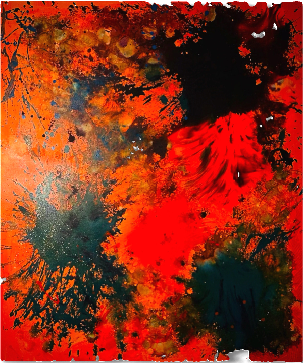 Colours No. 4 - Mixed Media Werk in Rot, Orange und Schwarz