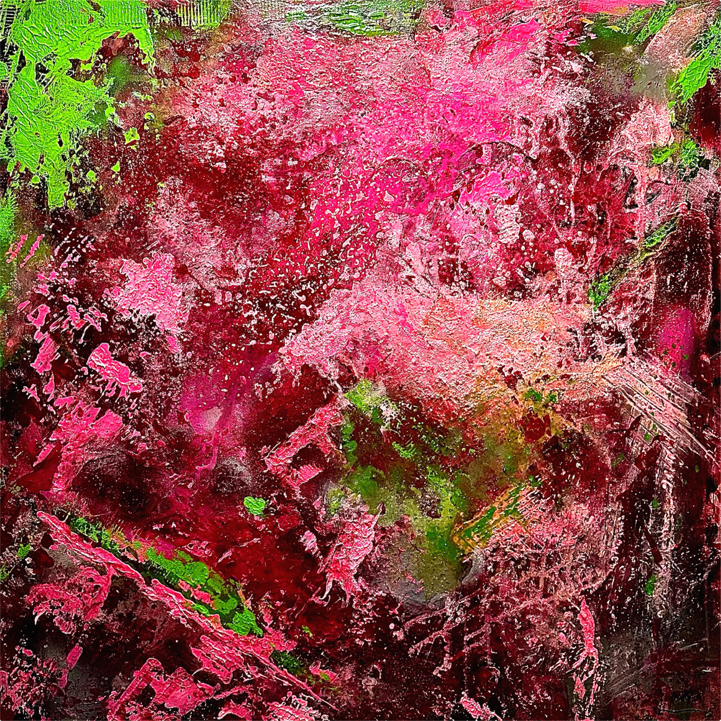 Summer Vibes No. 1 - Mixed Media in Pink, Rot und Grün